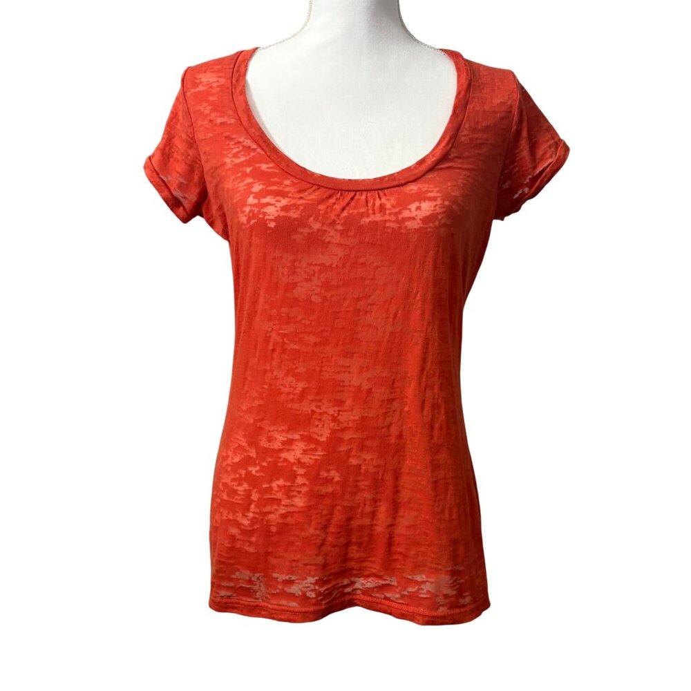 Burnout Juicy Orange Short Sleeve Retro Festival Sheer T-Shirt Maurices L